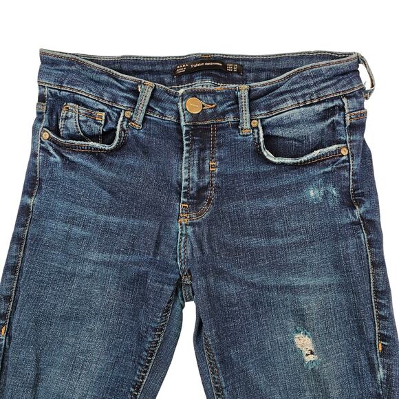 Zara Jeans Size 2 Trafaluc Denimwear Womens Skinny Distressed Puckered - Picture 5 of 12